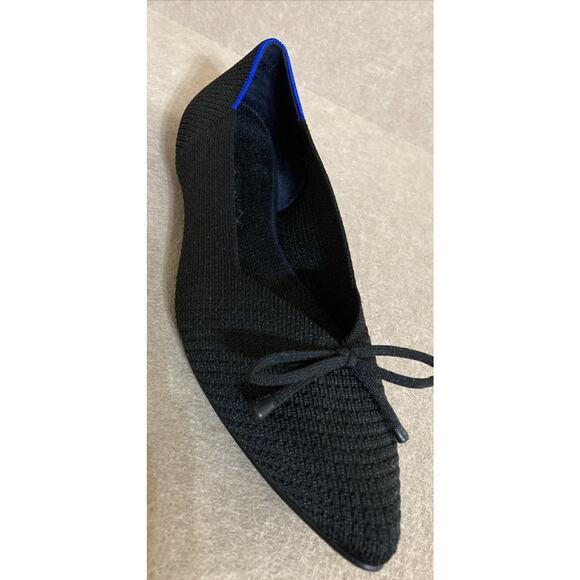 Rothy's The Bow Point Womens 9.5 shoe Black Knit Flats Classic Slip-On Washable - Picture 2 of 9